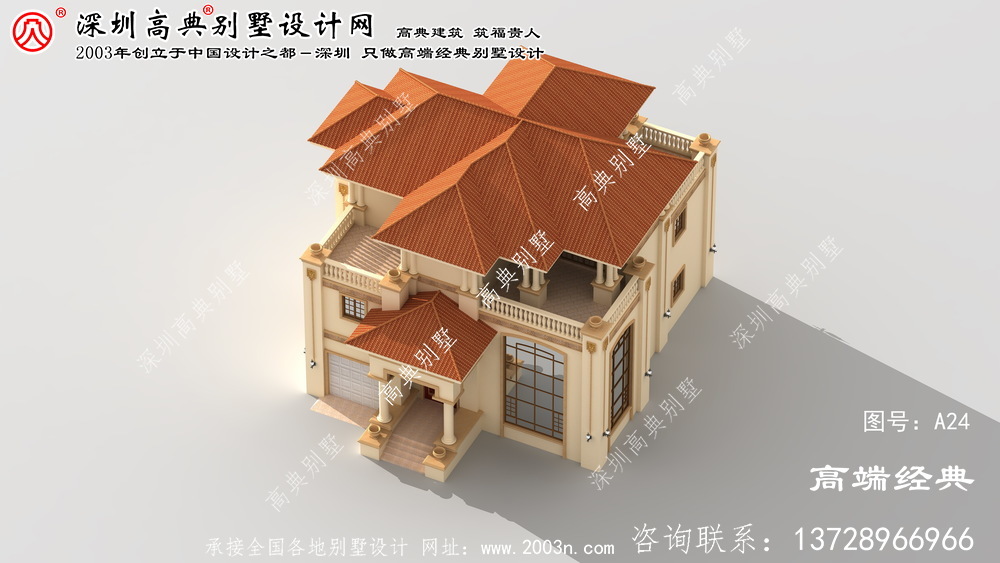 崇明縣高端歐式三層復式別墅效果圖