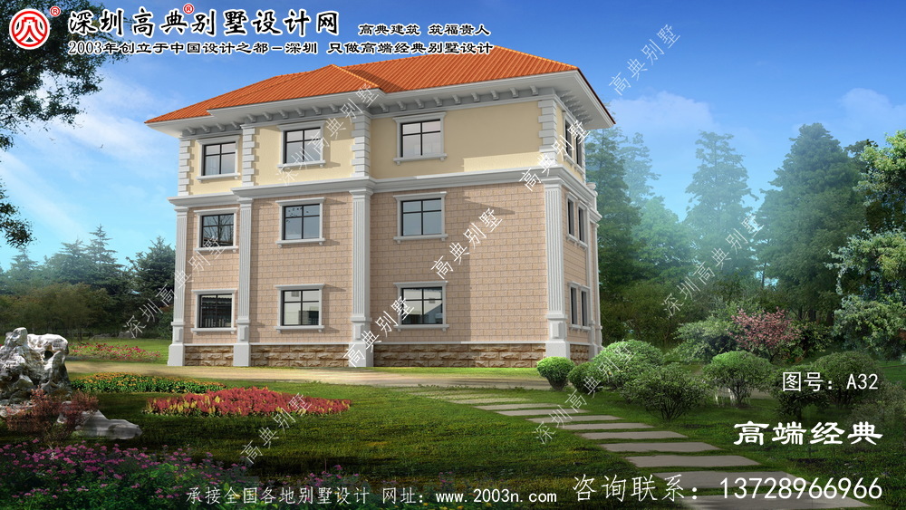 歐式風格三層復式別墅住宅設計圖