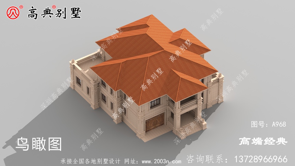  農村歐式石材二層別墅外觀圖