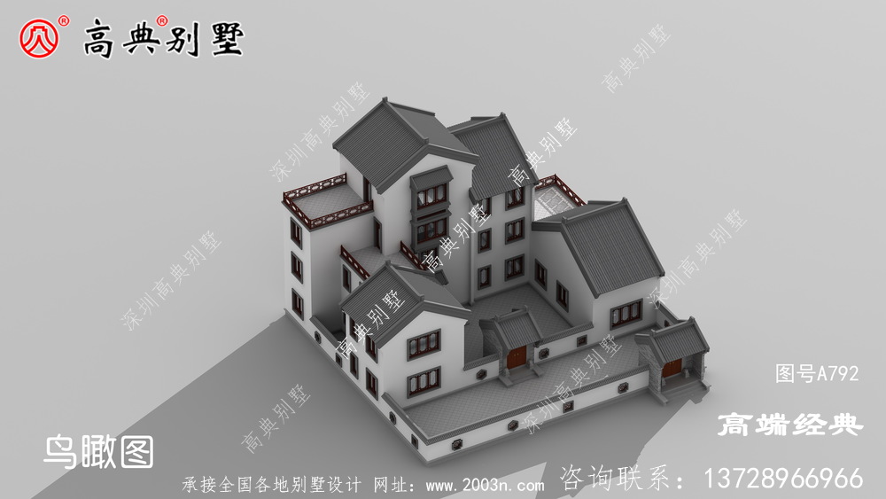 中式庭院三層別墅設計圖