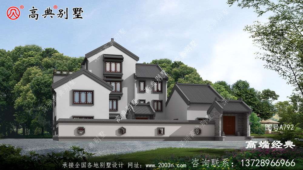 中式庭院三層別墅設計圖
