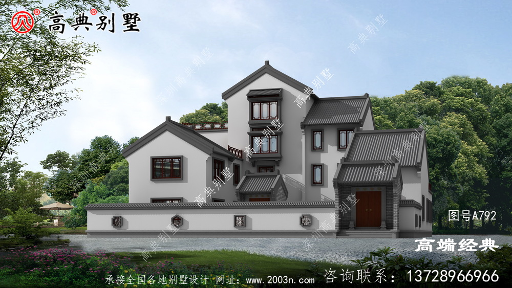 中式庭院三層別墅設計圖