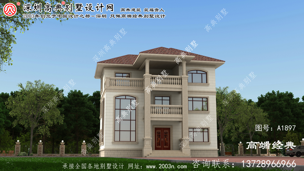 東昌府區溫馨的三層別墅自建風格，簡約現代風格。