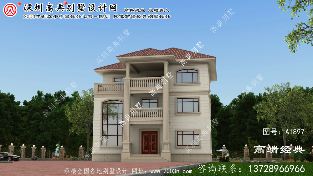 東昌府區溫馨的三層別墅自建風格，簡約現代風格。