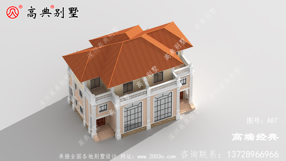 頂部屋檐的橘色琉璃瓦搭配，清新又淡雅