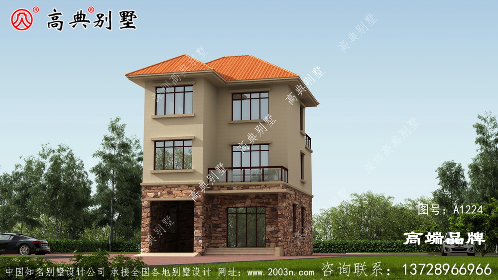 錯落有致的造型設計，奠定了這棟別墅在村里面特殊的地位。