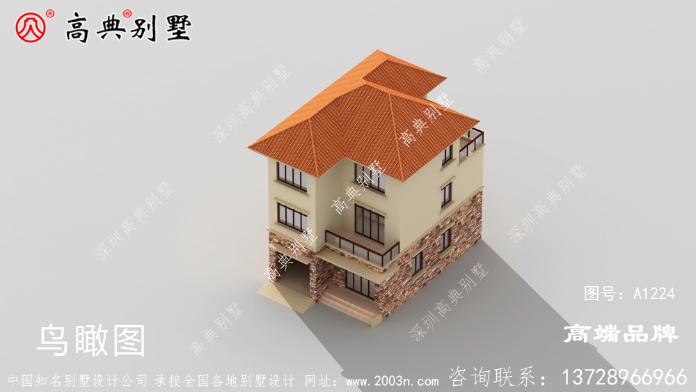 錯落有致的造型設計，奠定了這棟別墅在村里面特殊的地位。