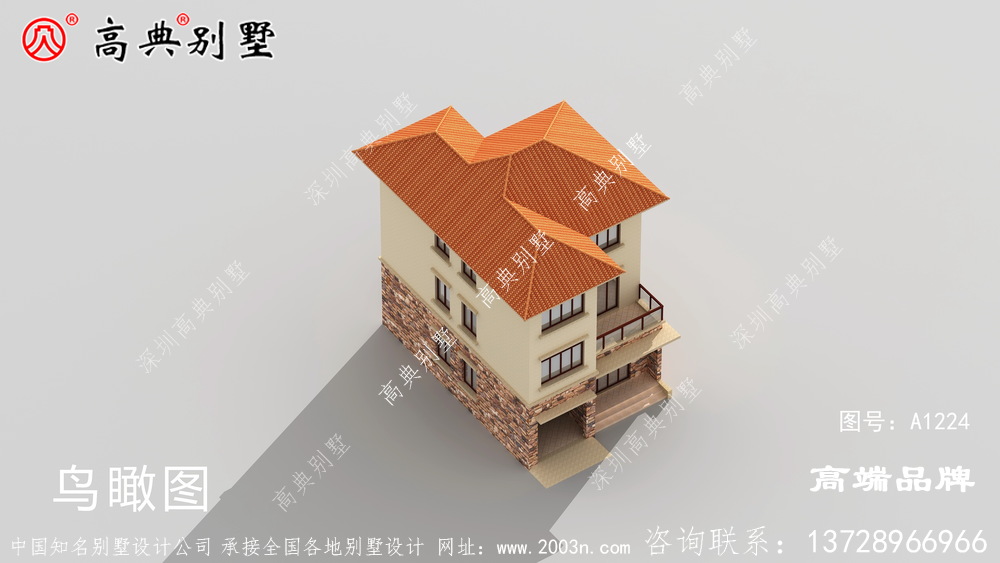 錯落有致的造型設計，奠定了這棟別墅在村里面特殊的地位。