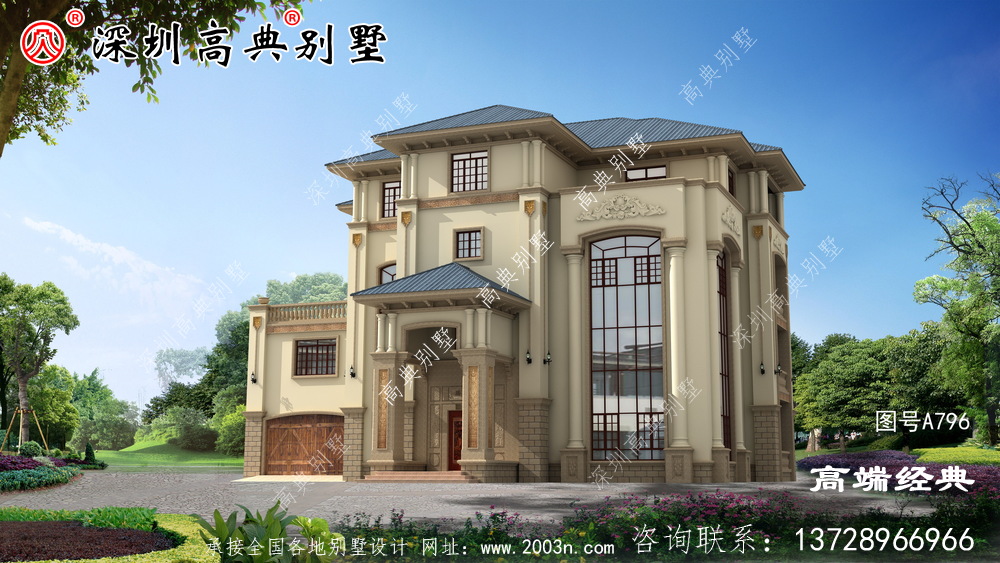 帶車庫的四層別墅設計圖，在農村建房戶型中，建的最多的還是經濟實用的