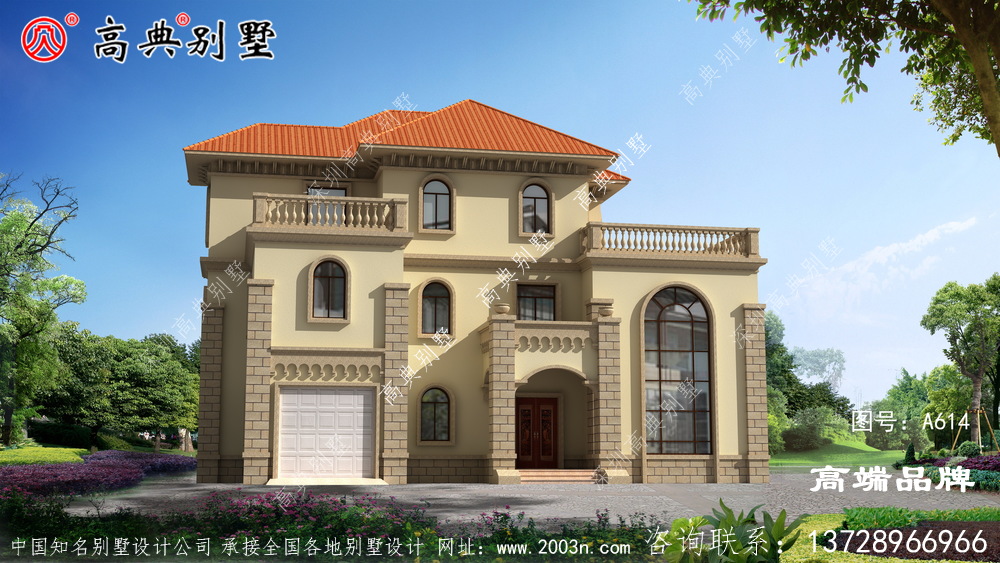 農村建房最流行別墅的簡歐大戶型復式別墅外觀圖
