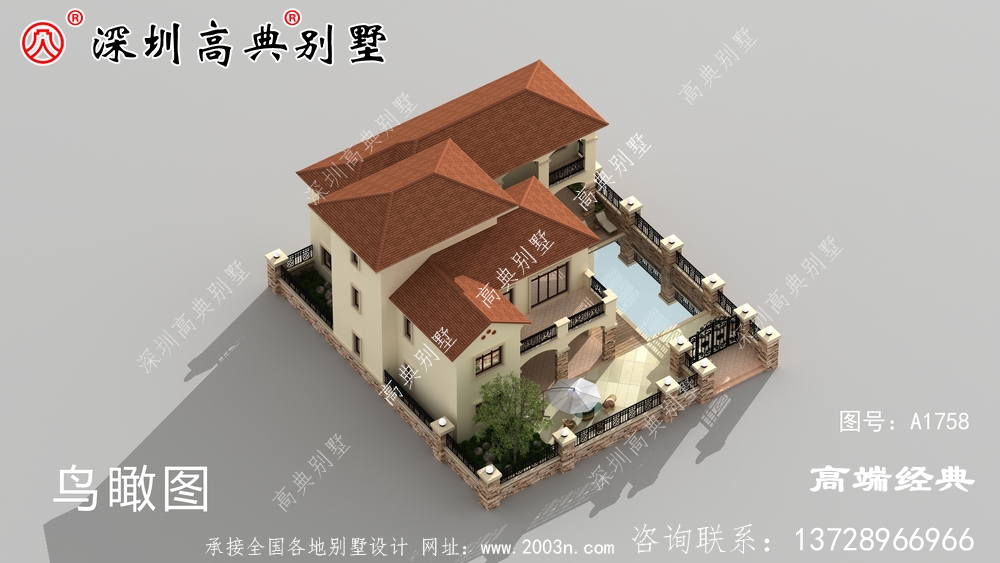 農村大氣三層歐式別墅設計圖,帶效果圖和圖紙。
