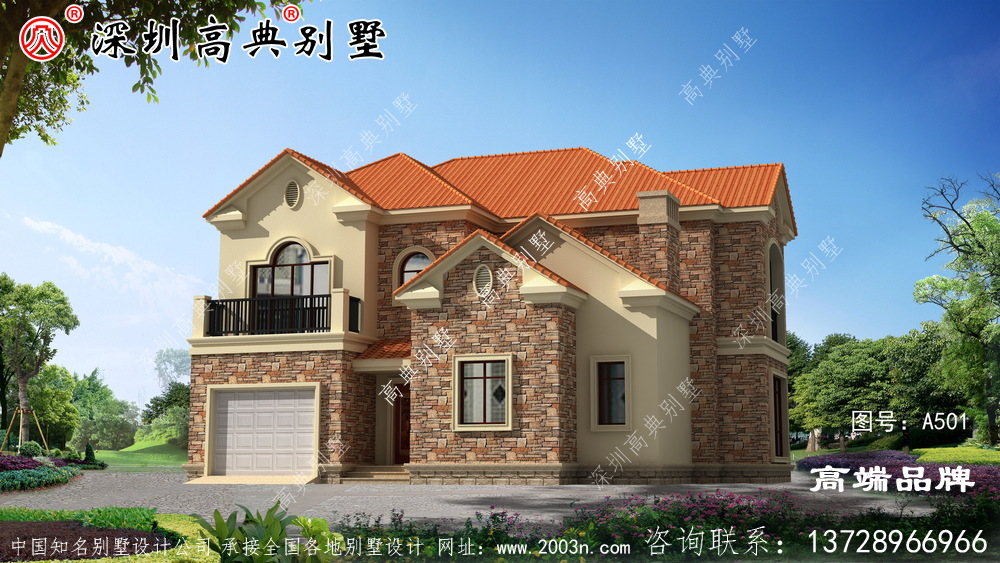 二層農(nóng)村別墅，既美觀又大方，帶車庫的設(shè)計(jì)，建上一棟絕對面子