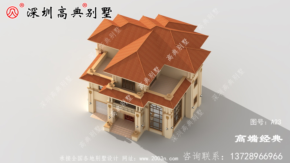 這座鄉村別墅的庭院設計外觀清新時尚,窗戶、大廳設計非常有特色