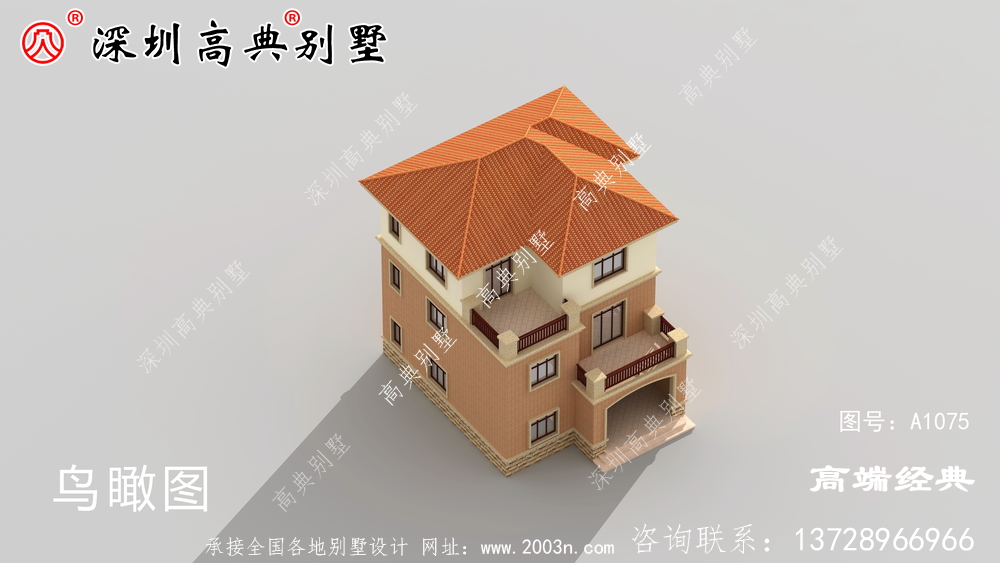 三樓簡歐別墅的設計圖，外觀時尚簡潔，居住舒適。