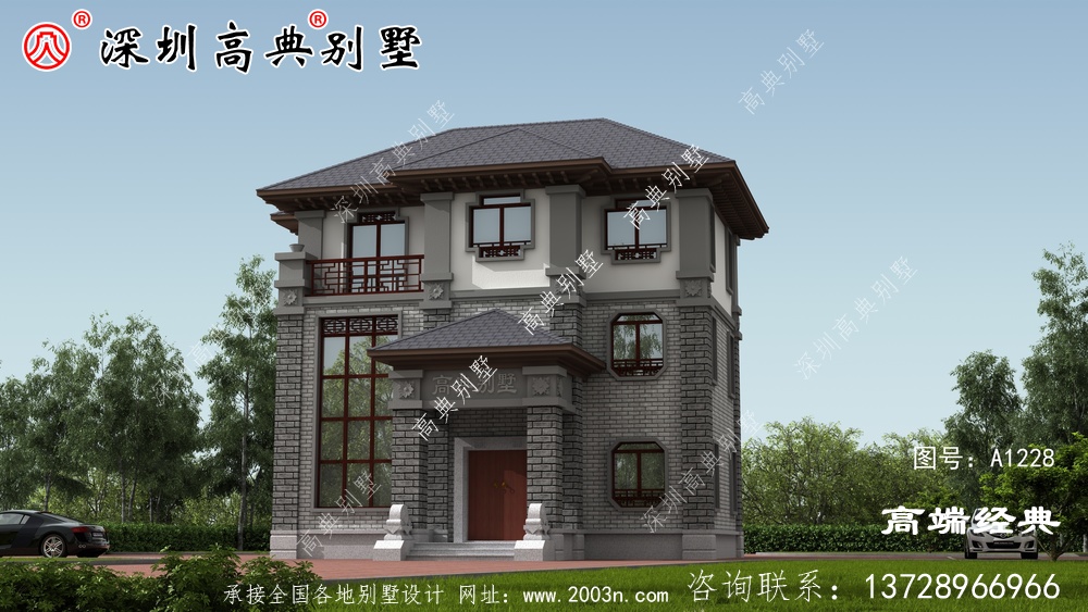 農村三層半自營住宅外觀圖爆發朋友圈,經濟實用。