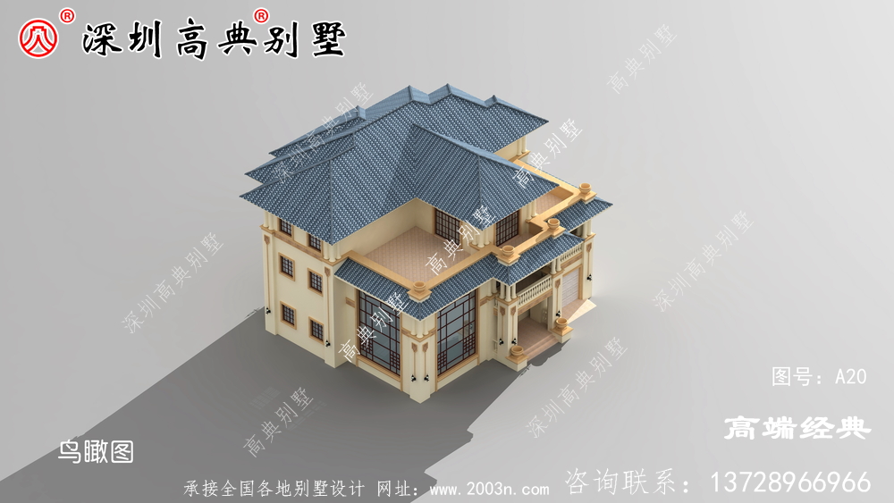 三層別墅雙露臺效果圖，喜歡露臺的朋友快來看看