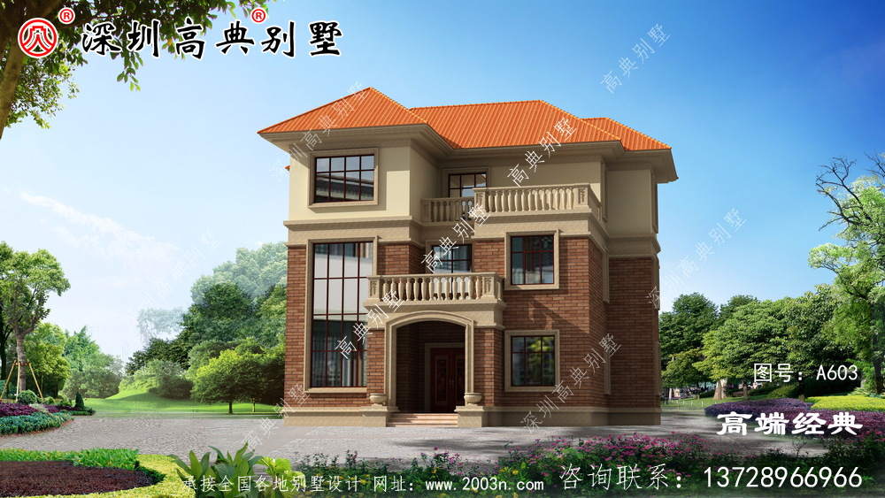 鄉(xiāng)下帶陽臺的三層建筑圖，采光靠它，關(guān)鍵是溫馨。