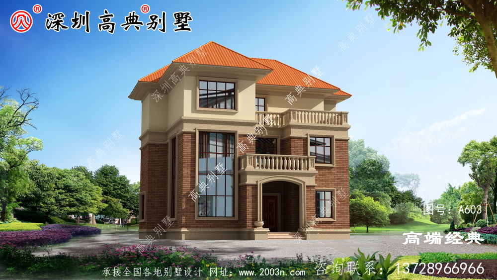 鄉(xiāng)下帶陽臺的三層建筑圖，采光靠它，關(guān)鍵是溫馨。