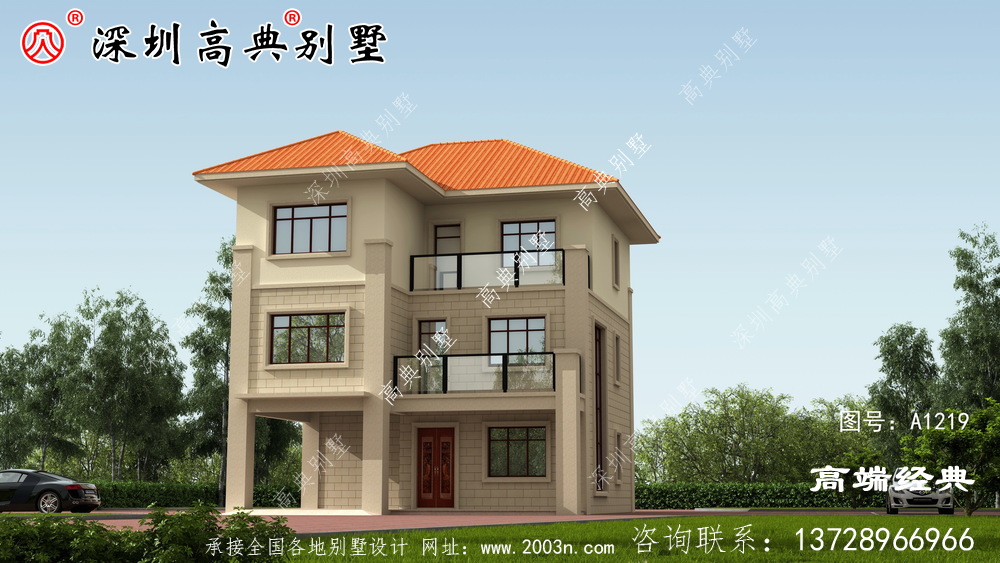 二樓半帶露臺自建房圖片，這樣的房子三代不過時。