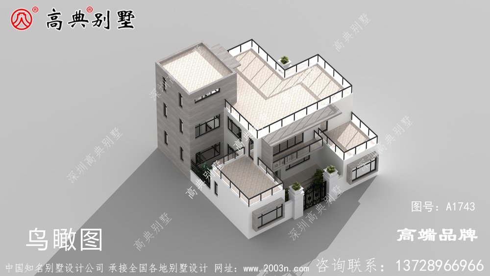 別墅外觀清新美麗線條流暢，典型的現代風格