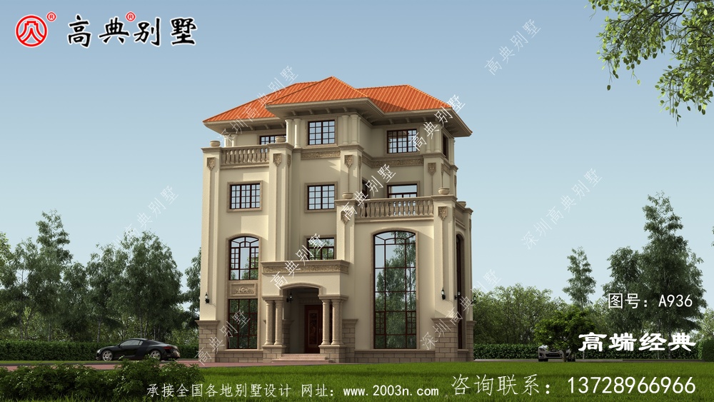 這款歐式別墅,采用落地大窗,提高了房子的審美水平。